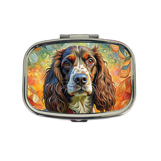 English Springer Spaniel Dog Bohemian Art Travel Pill Box Case