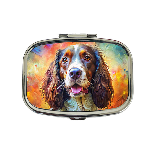 English Springer Spaniel Dog Expressionism Art Travel Pill Box Case