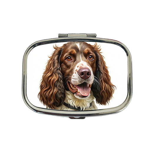 English Springer Spaniel Dog Illustration Travel Pill Box Case