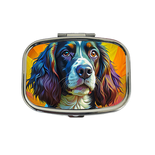 English Springer Spaniel Dog Pop Art Travel Pill Box Case