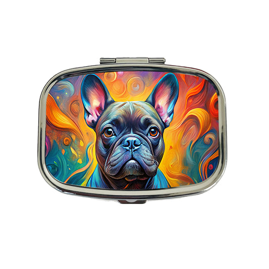 French Bulldog Frenchie Dog Abstract Art Travel Pill Box Case