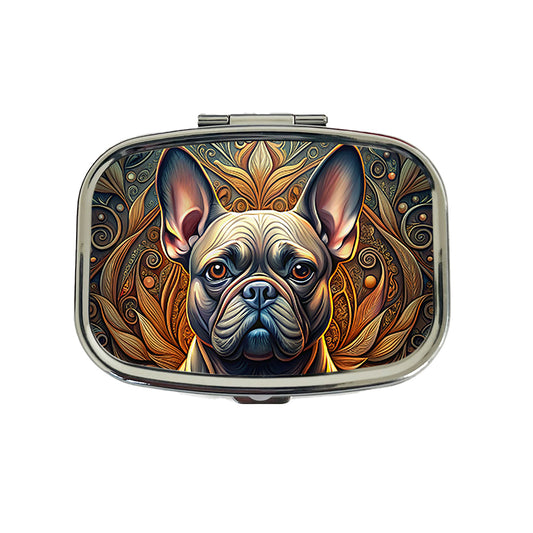 French Bulldog Frenchie Dog Art Nouveau Travel Pill Box Case