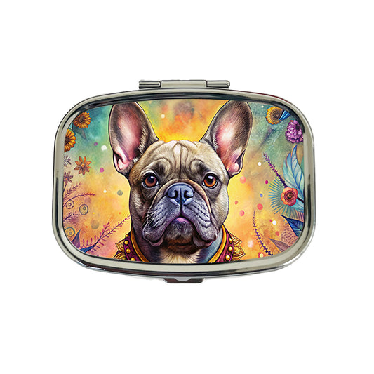 French Bulldog Frenchie Dog Bohemian Art Travel Pill Box Case