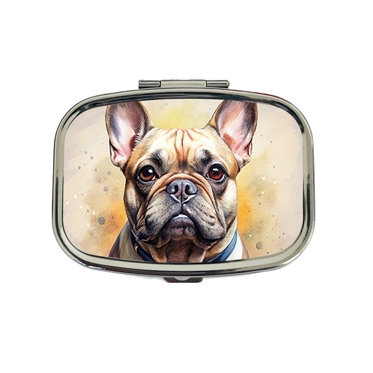 French Bulldog Frenchie Dog Illustration Travel Pill Box Case