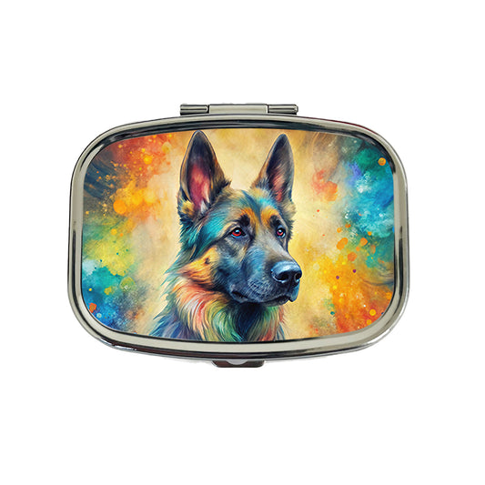 German Shepherd Dog Abstract Art Travel Pill Box Case