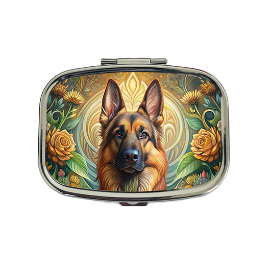 German Shepherd Dog Art Nouveau Travel Pill Box Case