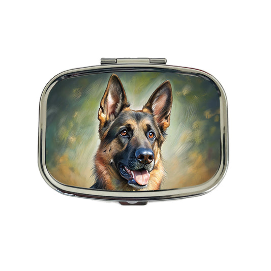 German Shepherd Dog Illustration Travel Pill Box Case