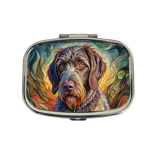 German Wirehaired Pointer Dog Abstract Art Travel Pill Box Case
