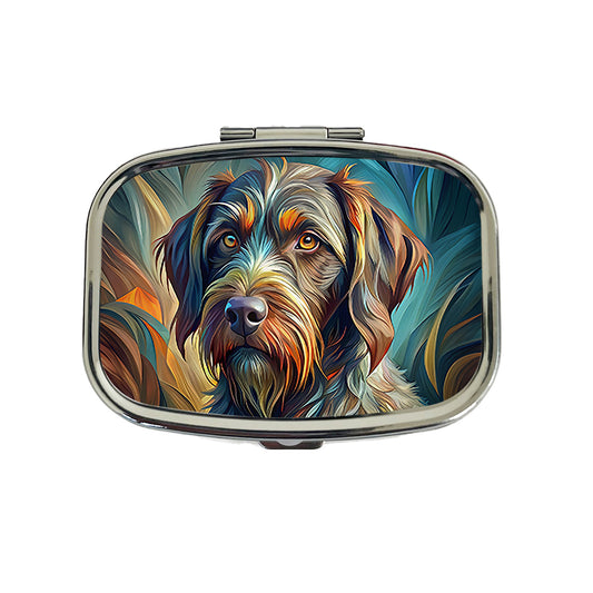 German Wirehaired Pointer Dog Abstract Stylized Art Travel Pill Box Case