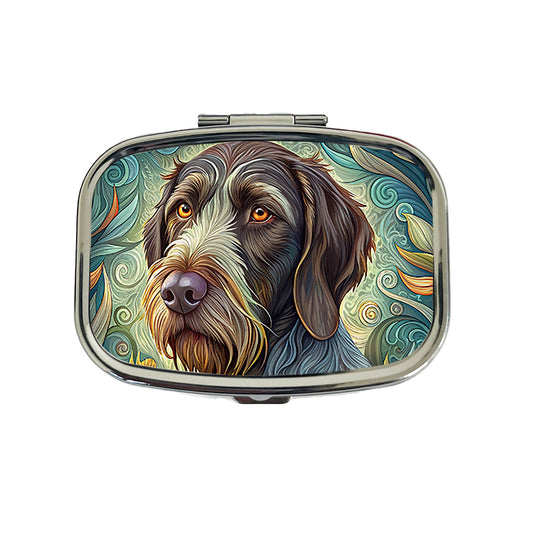 German Wirehaired Pointer Dog Art Nouveau Travel Pill Box Case