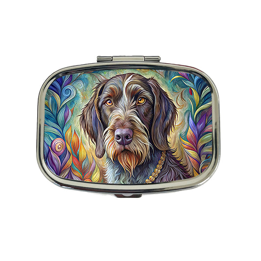 German Wirehaired Pointer Dog Bohemian Art Travel Pill Box Case
