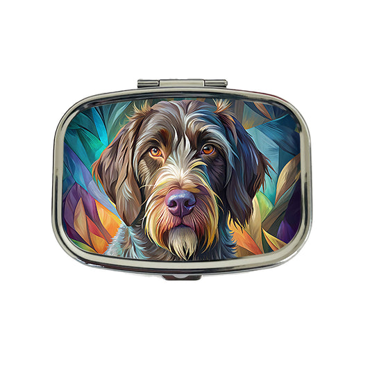 German Wirehaired Pointer Dog Contemporary Art Travel Pill Box Case