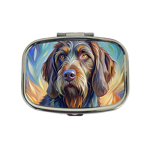German Wirehaired Pointer Dog Expressionism Art Travel Pill Box Case