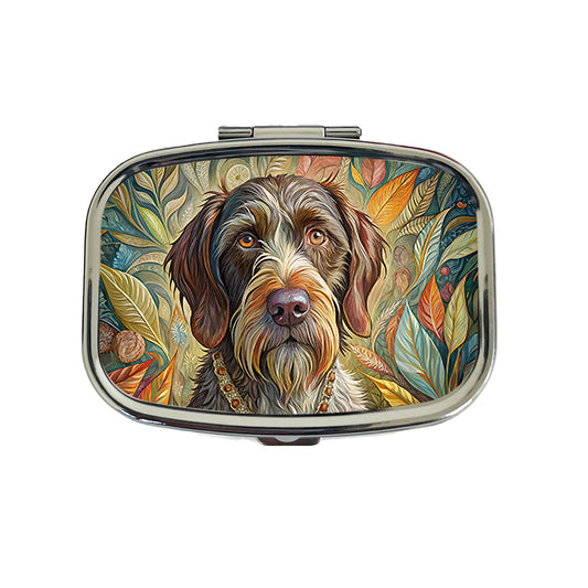 German Wirehaired Pointer Dog French Bohemian Art Travel Pill Box Case