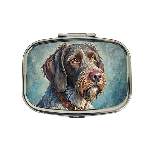German Wirehaired Pointer Dog Illustration Travel Pill Box Case