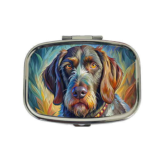 German Wirehaired Pointer Dog Pop Art Travel Pill Box Case