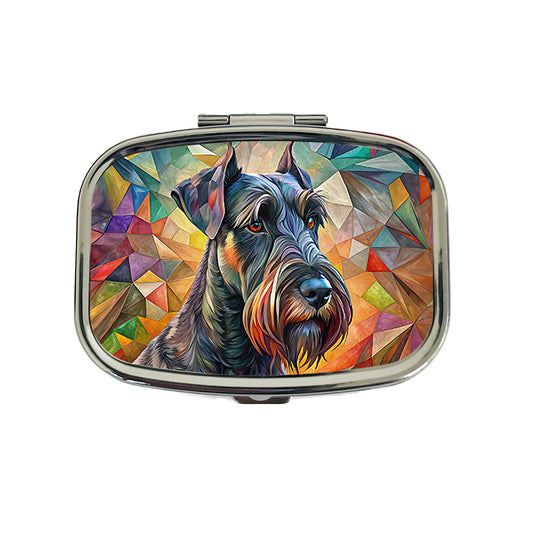 Giant Schnauzer Dog Abstract Art Travel Pill Box Case