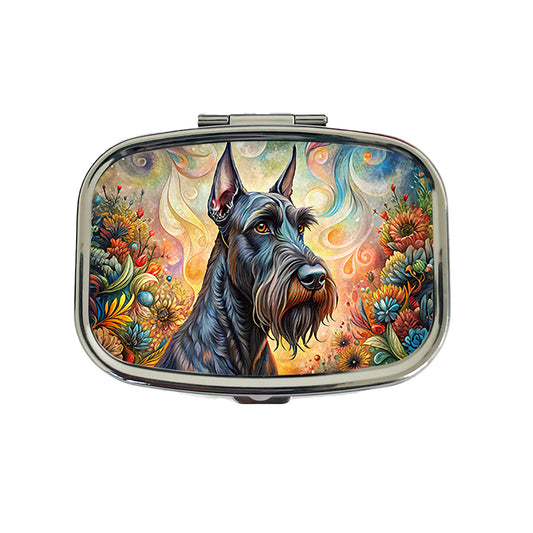 Giant Schnauzer Dog Bohemian Art Travel Pill Box Case
