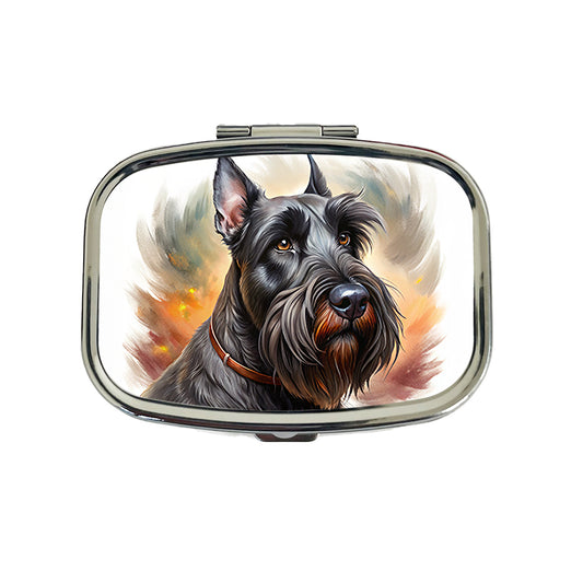 Giant Schnauzer Dog Illustration Travel Pill Box Case