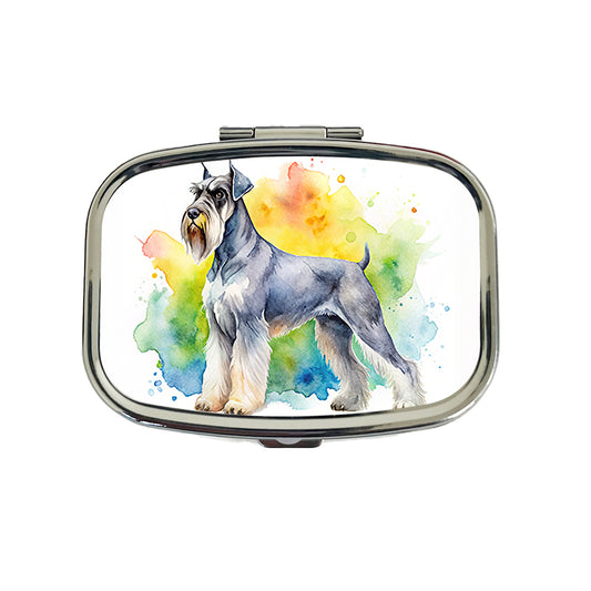 Giant Schnauzer Dog Watercolor Style Travel Pill Box Case
