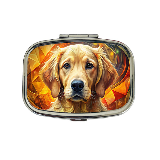 Golden Retriever Dog Abstract Art Travel Pill Box Case