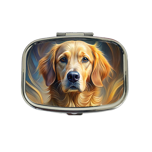 Golden Retriever Dog Abstract Stylized Art Travel Pill Box Case