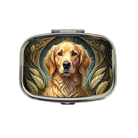Golden Retriever Dog Art Nouveau Travel Pill Box Case