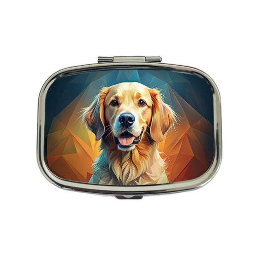 Golden Retriever Dog Contemporary Art Travel Pill Box Case