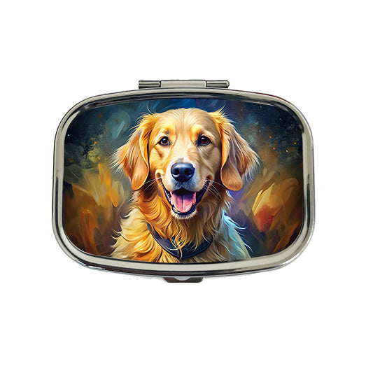 Golden Retriever Dog Expressionism Art Travel Pill Box Case