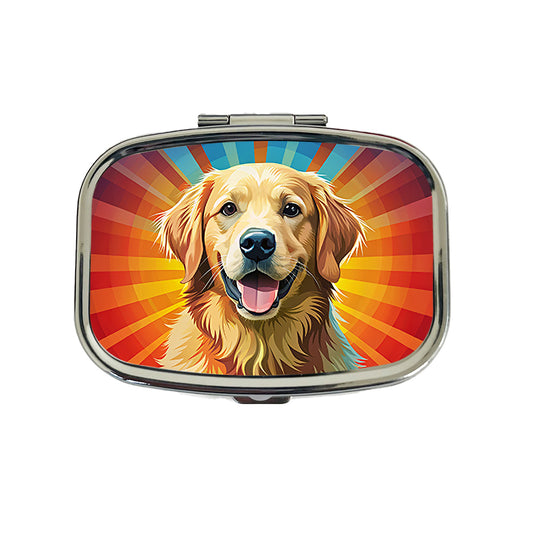 Golden Retriever Dog Pop Art Travel Pill Box Case
