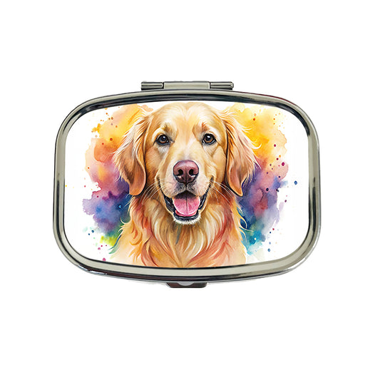 Golden Retriever Dog Watercolor Style Travel Pill Box Case