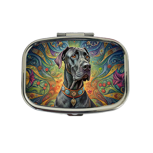 Great Dane Dog French Bohemian Art Travel Pill Box Case