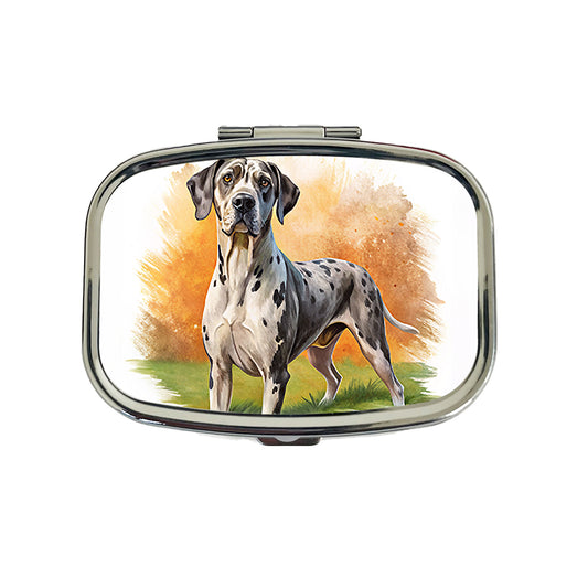 Great Dane Dog Illustration Travel Pill Box Case