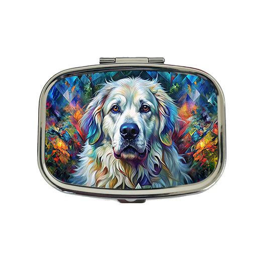 Great Pyrenees Dog Abstract Art Travel Pill Box Case