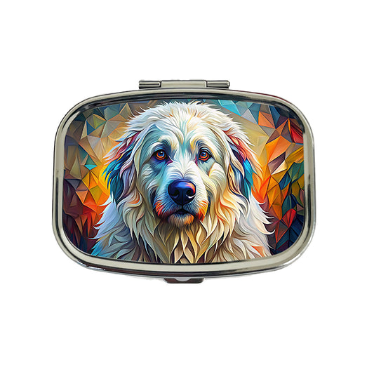 Great Pyrenees Dog Abstract Stylized Art Travel Pill Box Case