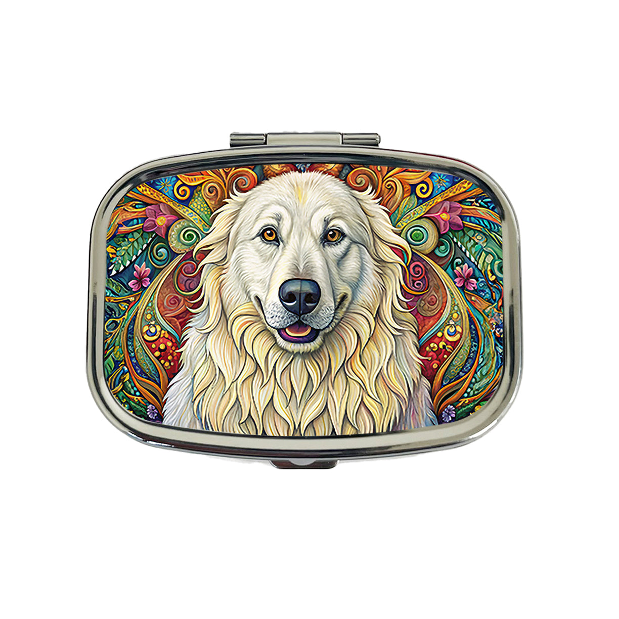 Great Pyrenees Dog Bohemian Art Travel Pill Box Case