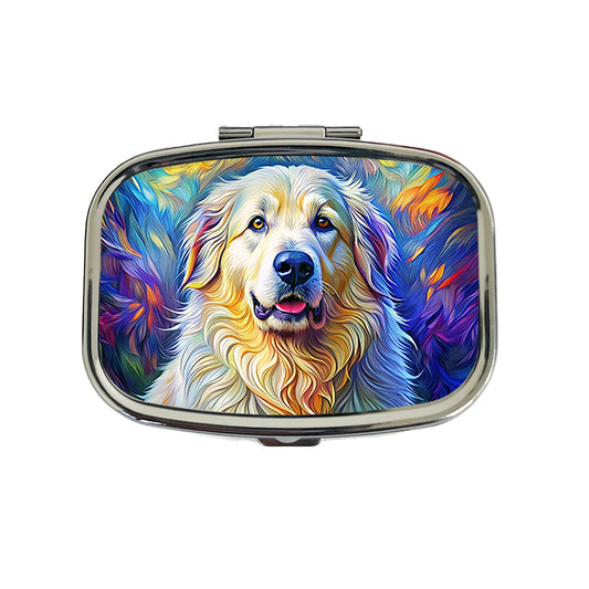 Great Pyrenees Dog Expressionism Art Travel Pill Box Case