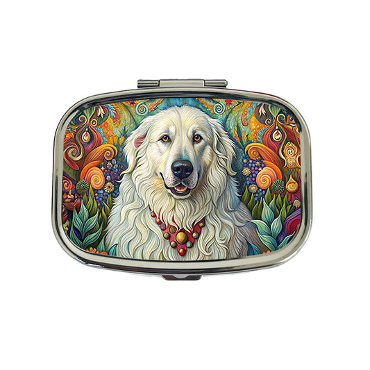 Great Pyrenees Dog French Bohemian Art Travel Pill Box Case