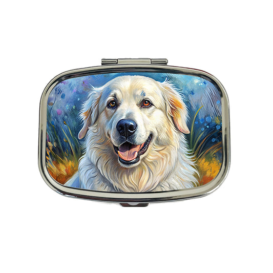Great Pyrenees Dog Illustration Travel Pill Box Case