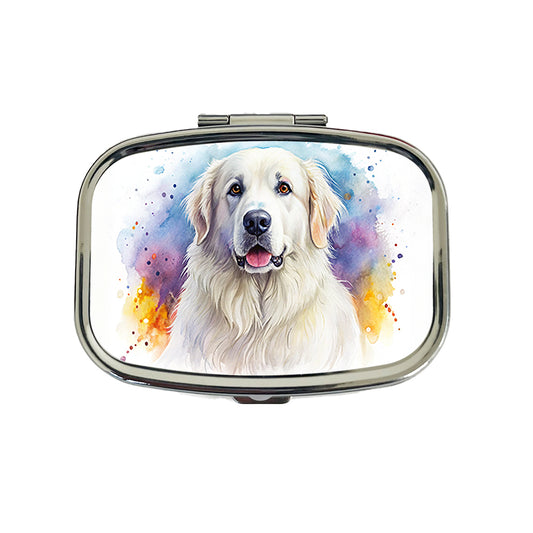 Great Pyrenees Dog Watercolor Style Travel Pill Box Case