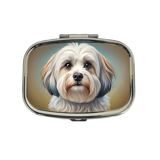 Havanese Dog Illustration Travel Pill Box Case