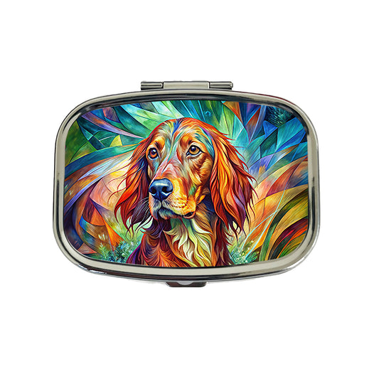Irish Setter Dog Abstract Art Travel Pill Box Case
