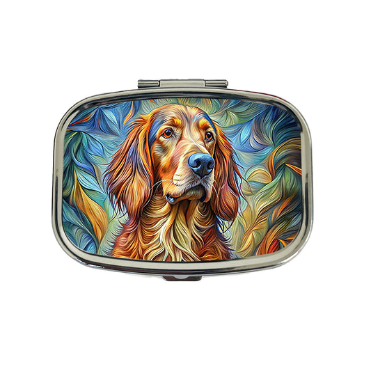 Irish Setter Dog Abstract Stylized Art Travel Pill Box Case