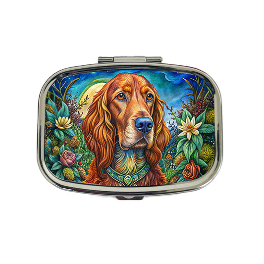 Irish Setter Dog Bohemian Art Travel Pill Box Case