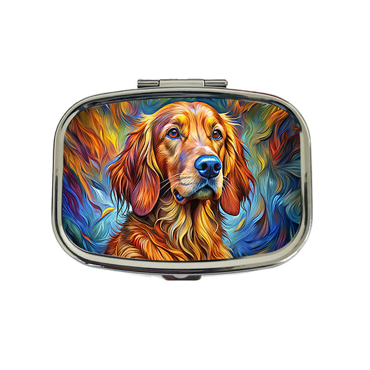 Irish Setter Dog Expressionism Art Travel Pill Box Case