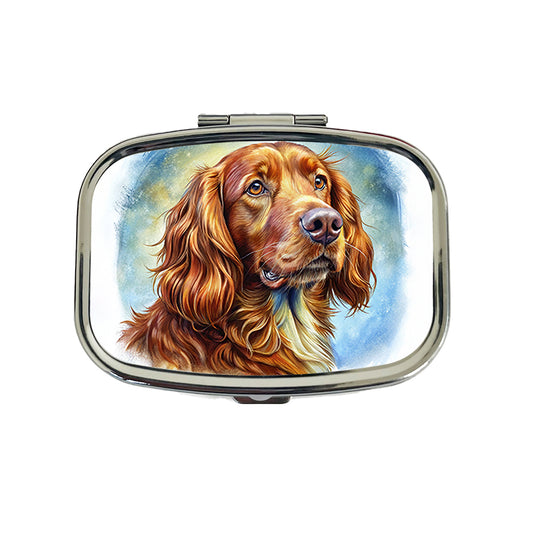 Irish Setter Dog Illustration Travel Pill Box Case