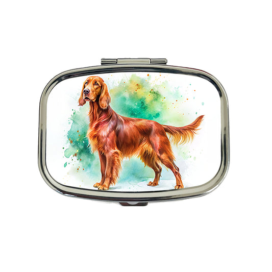 Irish Setter Dog Watercolor Style Travel Pill Box Case