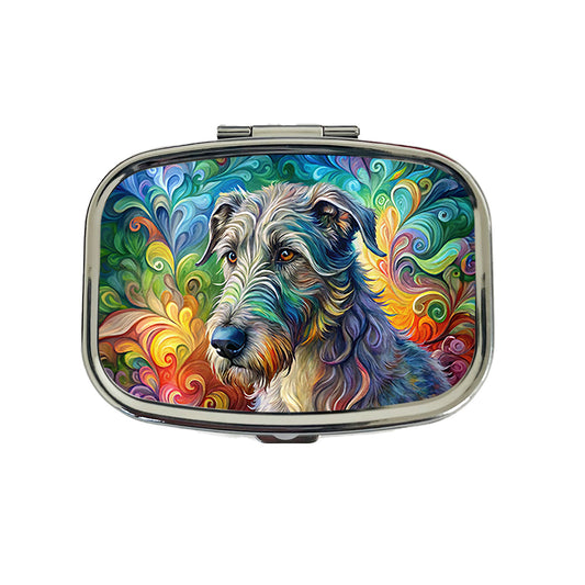 Irish Wolfhound Dog Abstract Art Travel Pill Box Case