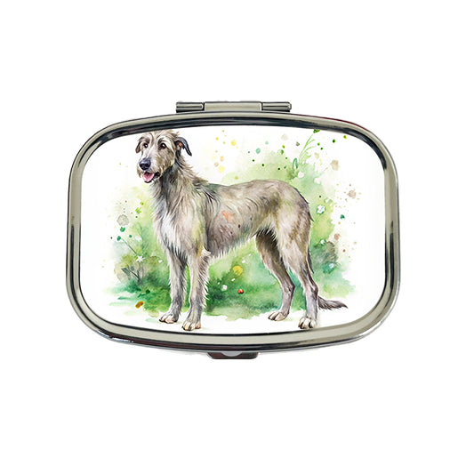 Irish Wolfhound Dog Watercolor Style Travel Pill Box Case