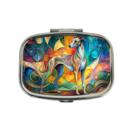 Italian Greyhound Dog Abstract Art Travel Pill Box Case